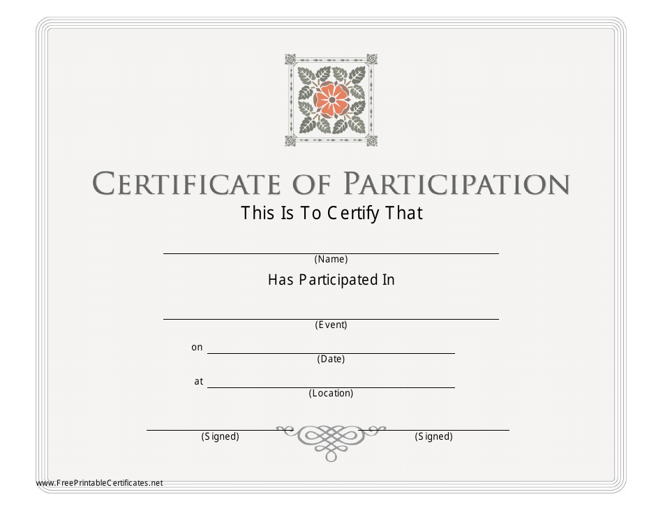Certificate of Participation Template - Grey Download Printable PDF ...
