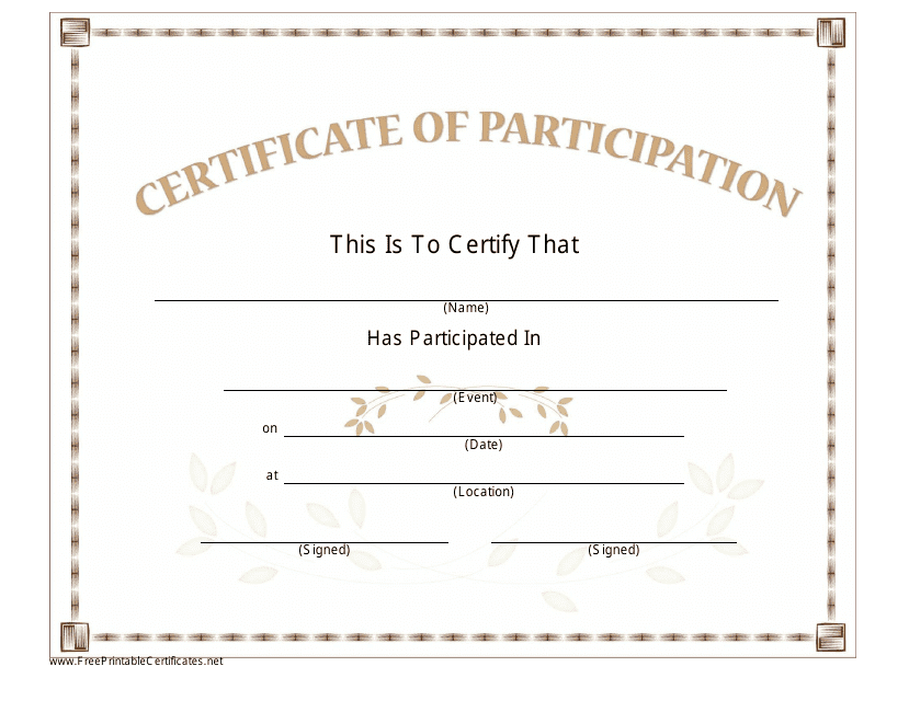 Certificate of Participation Template - Brown