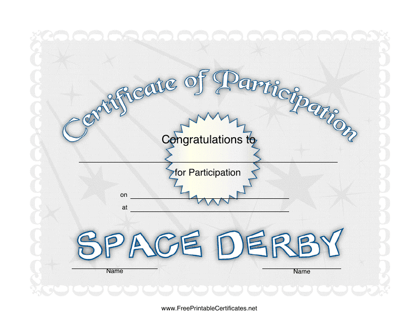 Space Derby Participation Certificate Template - Blue and Grey Image Preview