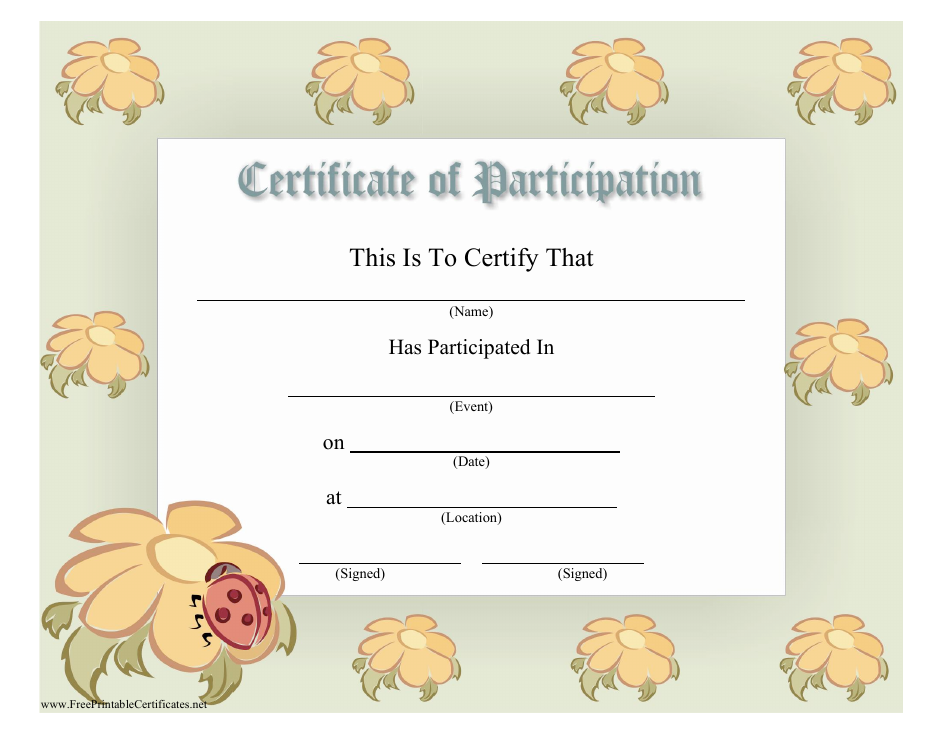 Certificate of Participation Template, Page 1