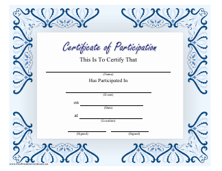 &quot;Certificate of Participation Template&quot;