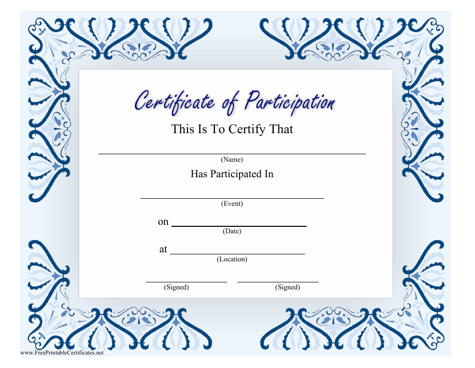 Templates For Certificates Of Participation