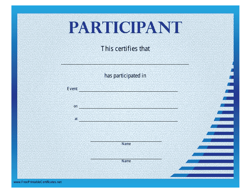 Certificate of Participation Template Download Pdf