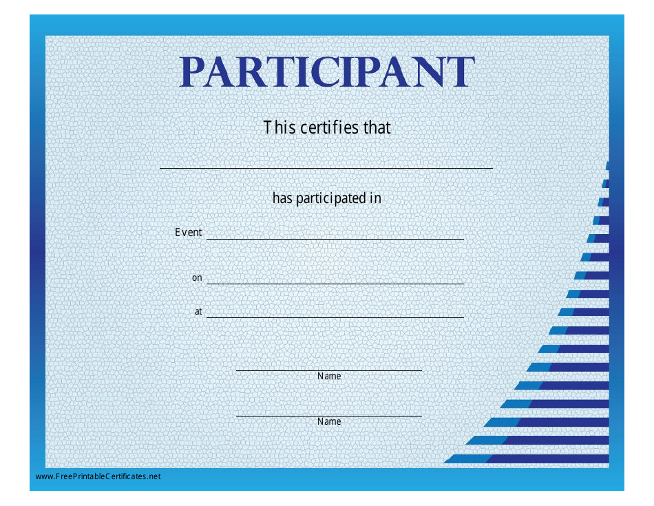 Certificate Of Participation Template Pdf