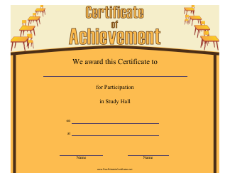 Document preview: Study Hall Participation Certificate of Achievement Template