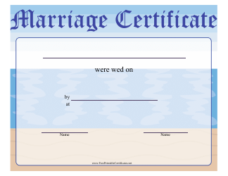 Document preview: Marriage Certificate Template - Water