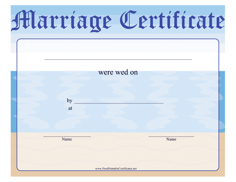 Marriage Certificate Template - Water