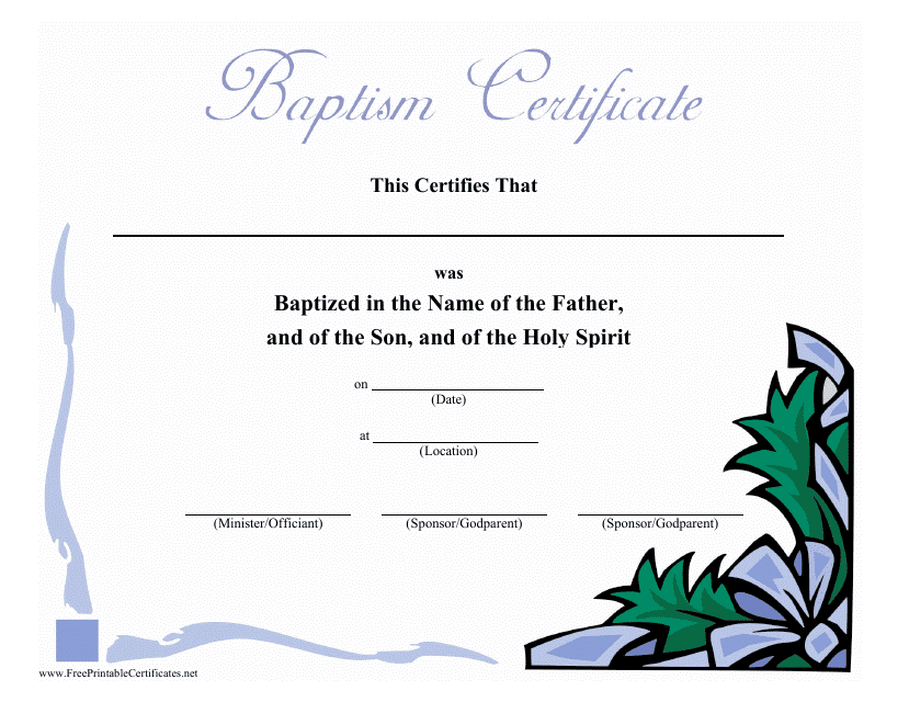 Baptism Certificate Template - Violet