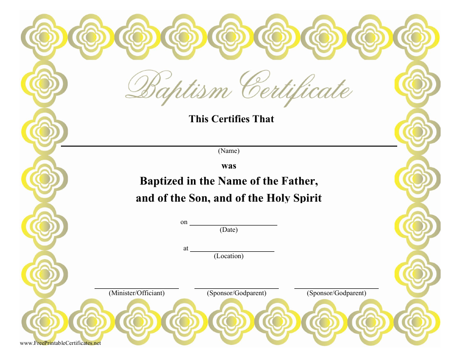 Baptism Certificate Template - Gold Preview