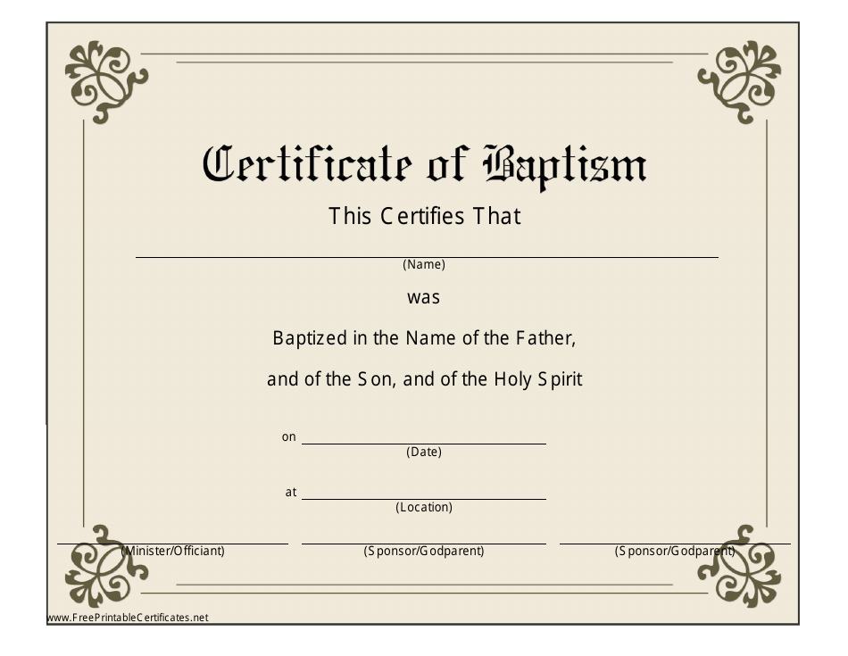 Baptism Certificate Template - Beige Image Preview