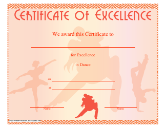 &quot;Red Dance Certificate of Excellence Template&quot;