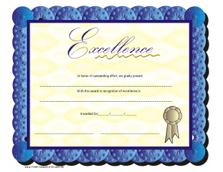 Document preview: Certificate of Excellence Template - Blue and Yellow