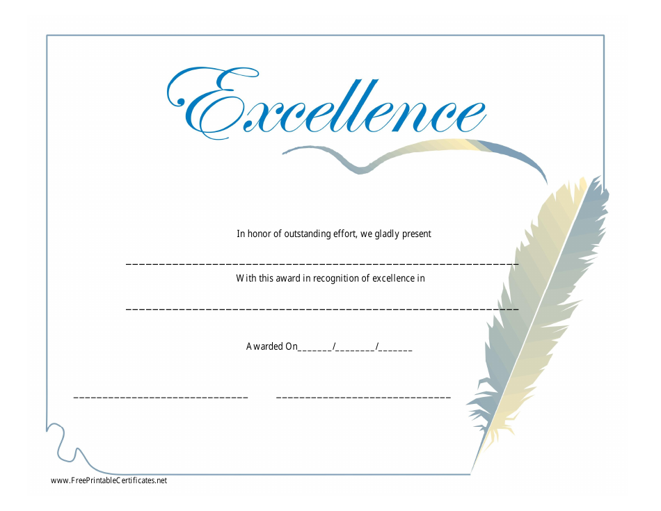 Certificate of Excellence Template - Blue Download Printable PDF ...