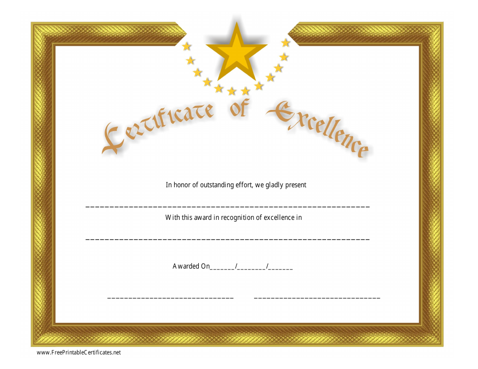 Certificate Of Excellence Template Free Download