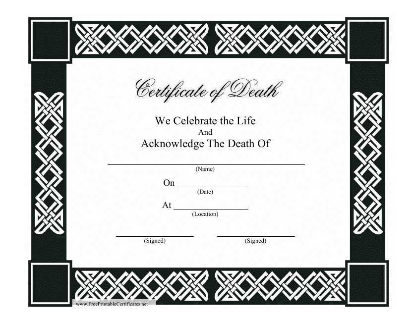 Death Certificate Template - Black