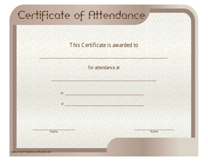 Certificate of Attendance Template - Brown