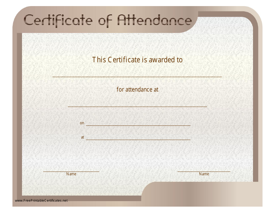 Certificate of Attendance Template - Brown preview image