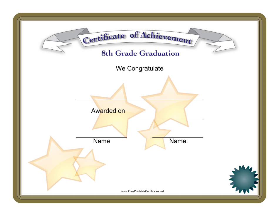 8th Grade Graduation Achievement Certificate Template