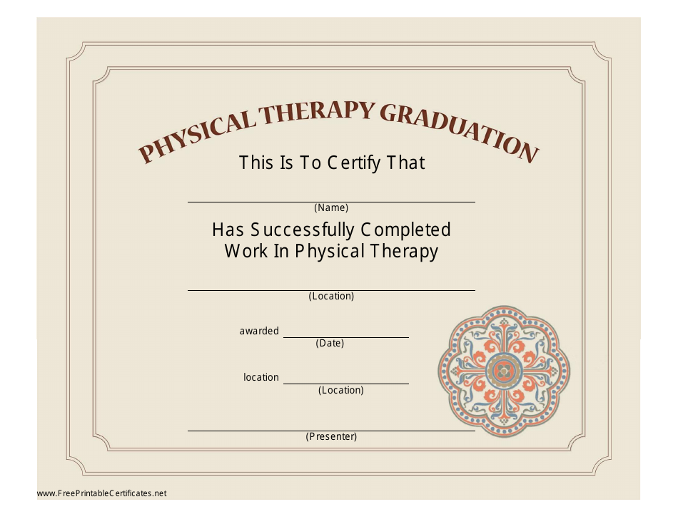 Physical Therapy Graduation Certificate Template Download Printable PDF