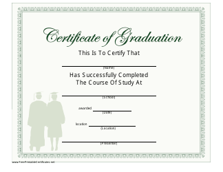 Document preview: Graduation Certificate Template - Dark Green