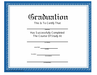 Document preview: Graduation Certificate Template - Blue Frame