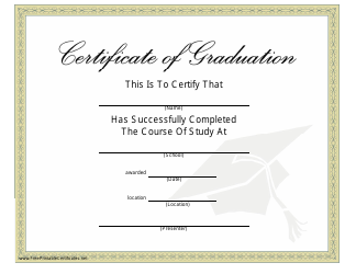 Document preview: Graduation Certificate Template - Gold Frame