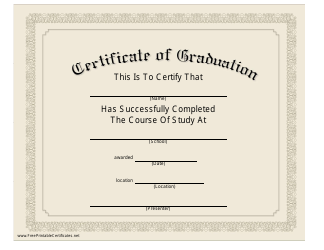 Document preview: Graduation Certificate Template - Beige