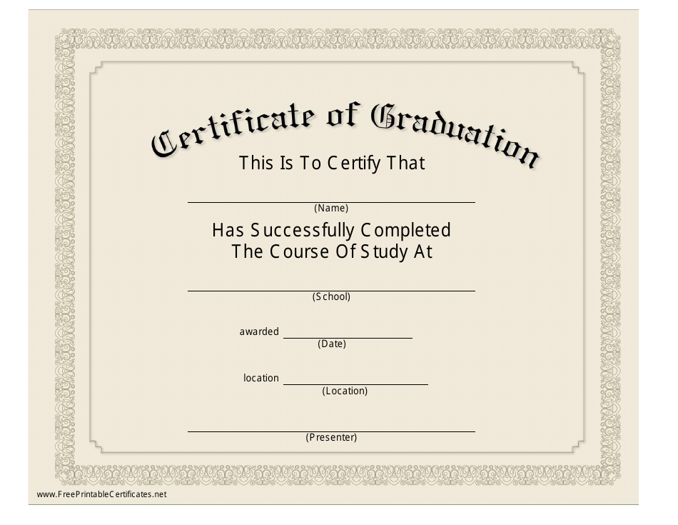 Beige Graduation Certificate Template