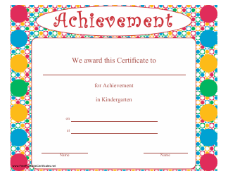 Document preview: Kindergarten Certificate of Achievement Template