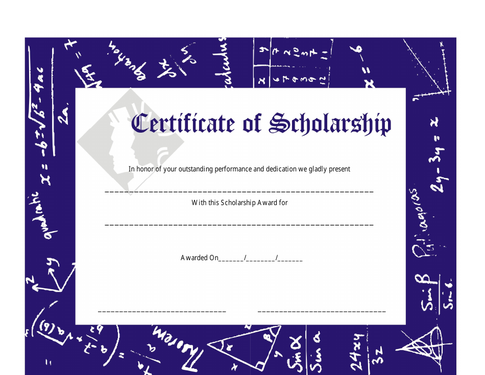 A visually appealing blue scholarship certificate template