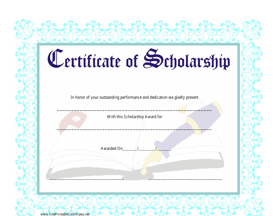 Scholarship Certificate Template - Azure