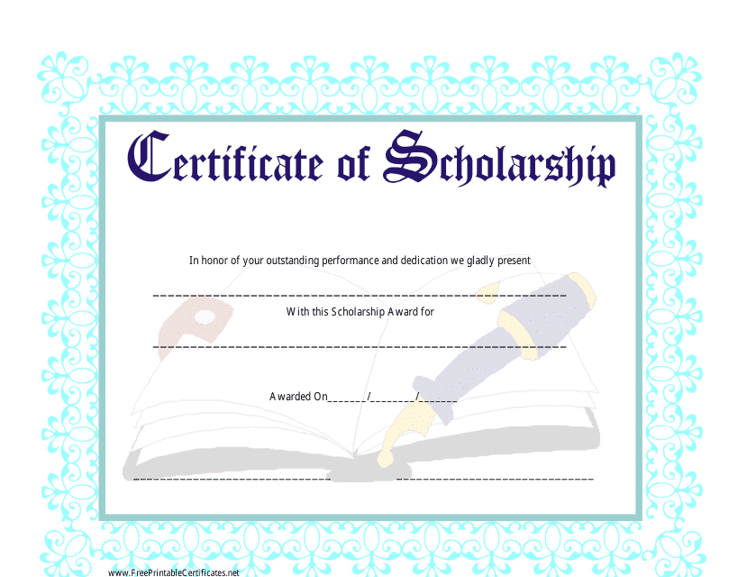 &quot;Scholarship Certificate Template&quot; Download Pdf