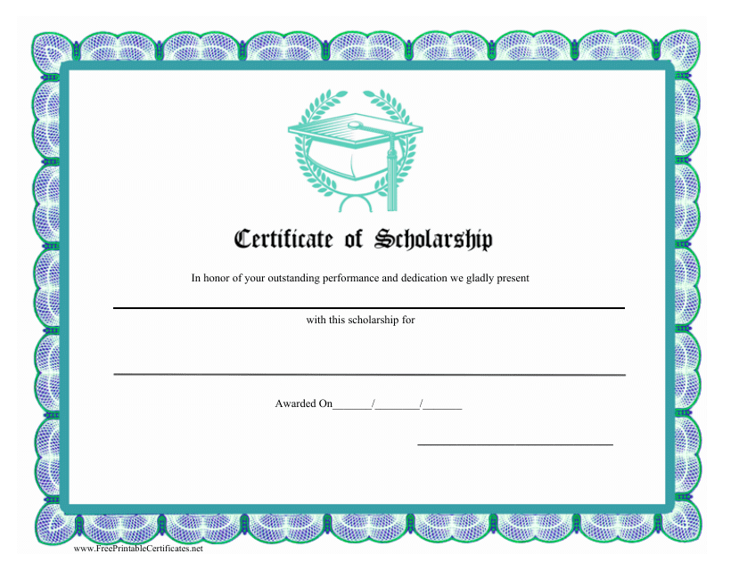 Scholarship Certificate Template - Green