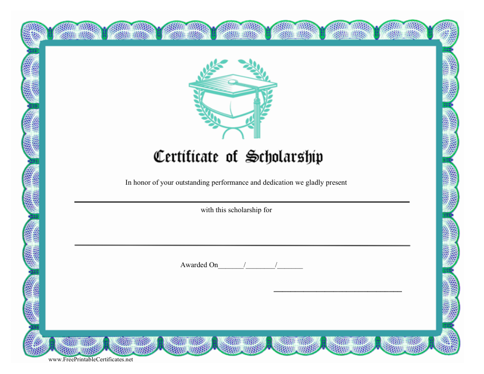 Scholarship Certificate Template - Green Download Printable PDF ...