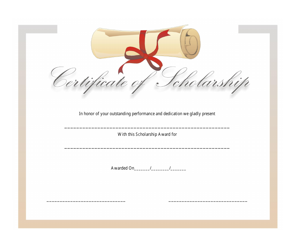 Scholarship Certificate Template - Beige, Page 1