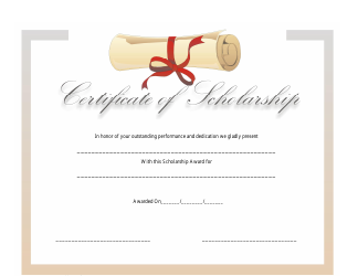 Document preview: Scholarship Certificate Template - Beige