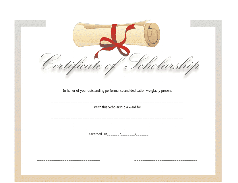 Scholarship Certificate Template - Beige Download Pdf