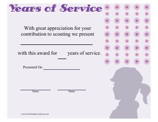 Document preview: Scouting Years of Service Award Certificate Template