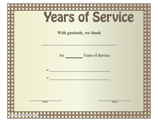 Document preview: Years of Service Award Certificate Template