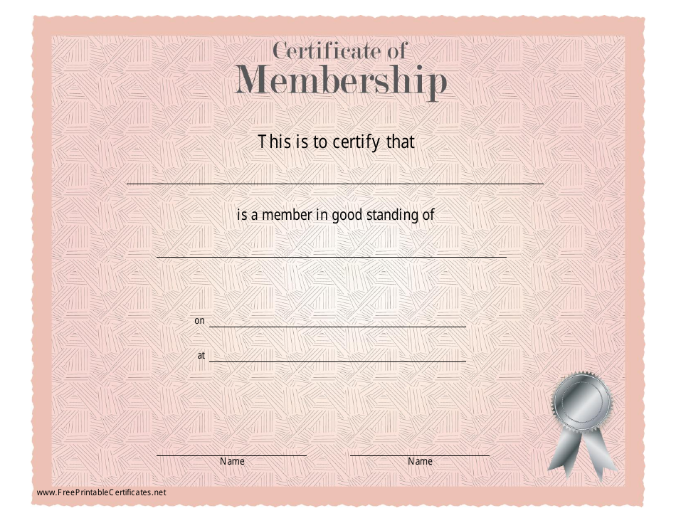Pink Membership Certificate Template - Elegant and Stylish Design