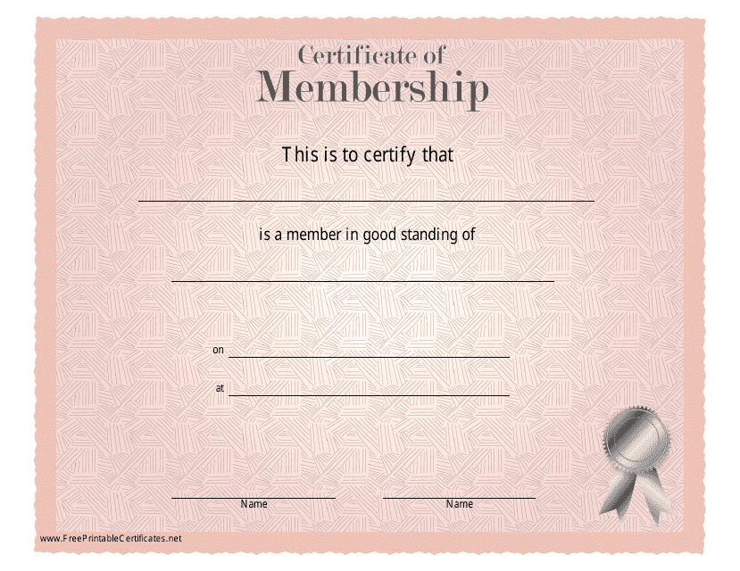 Pink Membership Certificate Template