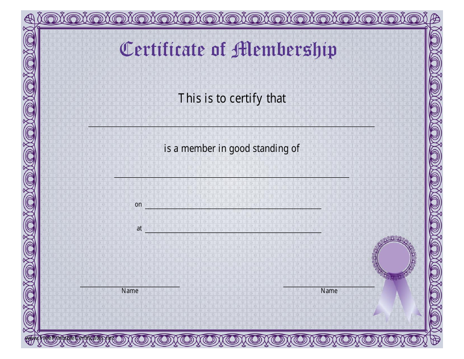 Certificate of Membership Template Download Printable PDF | Templateroller