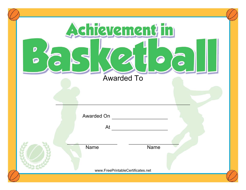 Basketball Achievement Certificate Template - Green and White Download ...