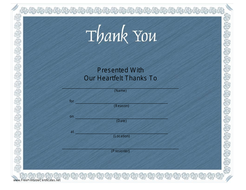 Blue Thank You Certificate Template, Page 1