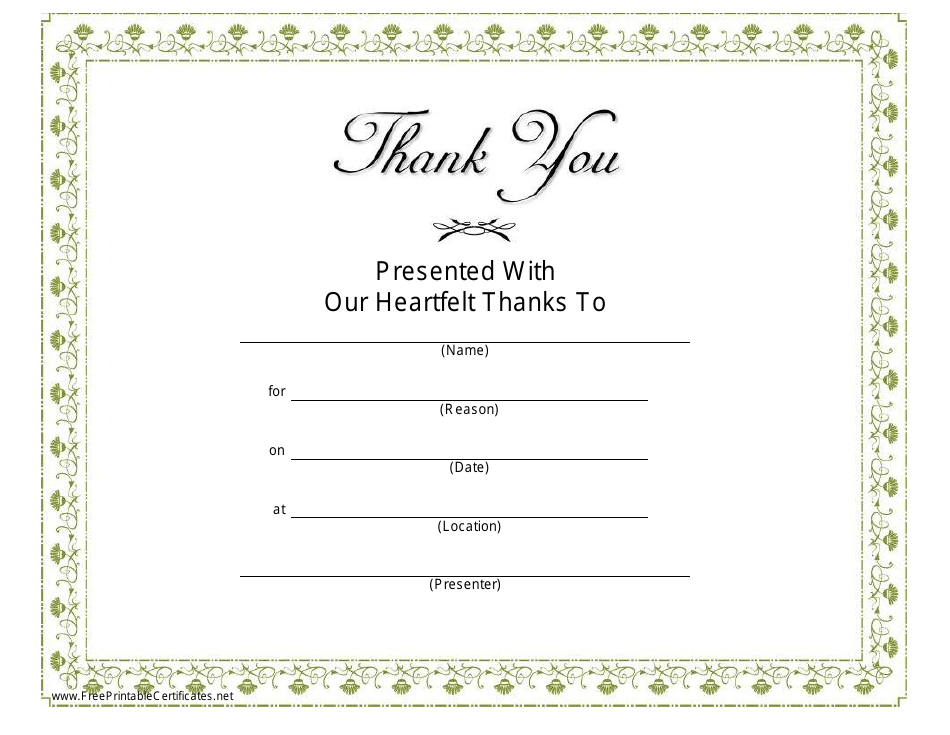 Thank You Certificate Template