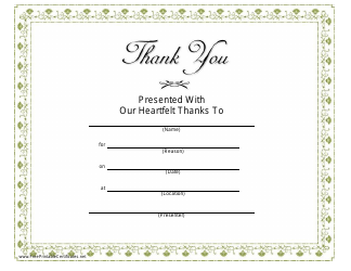 Document preview: Thank You Certificate Template