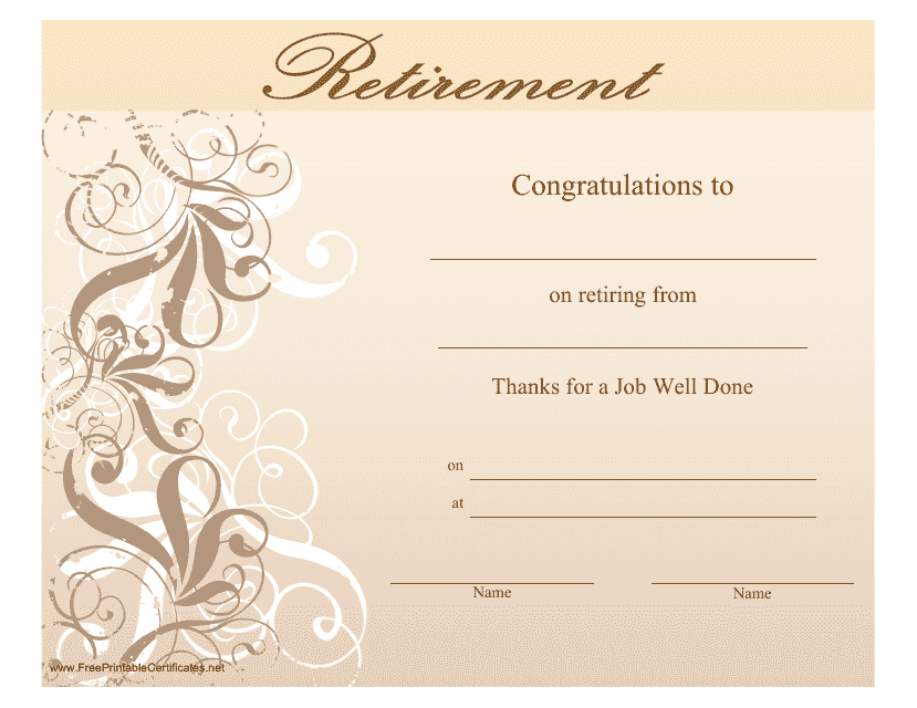 Retirement Certificate Template - Beige Image Preview