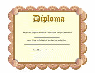 Document preview: Diploma Certificado - Marron (Spanish)
