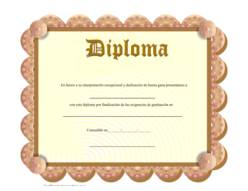 Diploma Certificado - Marron Download Printable PDF (Spanish ...