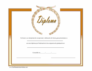 Document preview: Diploma Certificado - Naranja (Spanish)